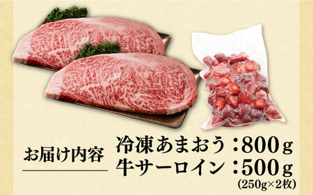 【A4以上】博多和牛 サーロイン 250g×2 & 冷凍あまおう 800g セット《豊前市》【MEAT PLUS】肉 牛肉 サーロイン ステーキ いちご あまおう [VBB016]