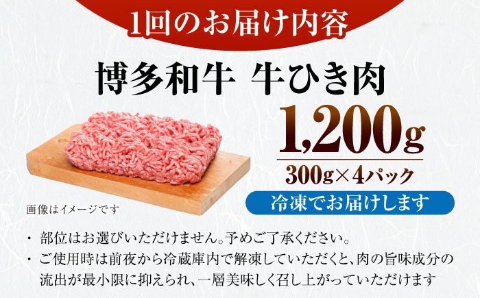 【全3回定期便】【訳あり】 博多和牛 100％ ミンチ (挽肉) 1.2kg（300g×4個） 《豊前市》【株式会社木村食品】 ひき肉 牛肉 ハンバーグ [VDZ097]