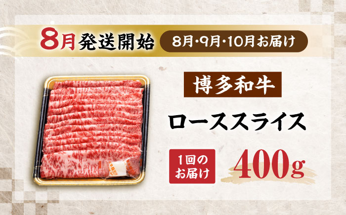 【全3回定期便】博多和牛 ロース スライス 400g 【8月発送開始】《豊前市》【JA全農ミートフーズ株式会社】 牛肉 肉 おすすめ 人気 [VET021]