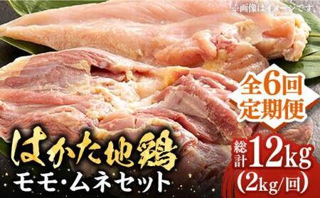 【全6回定期便】はかた地鶏モモムネセット 2kg（1kg×2p）《豊前市》【MEAT PLUS】鶏 鶏肉 もも 胸 [VBB059]