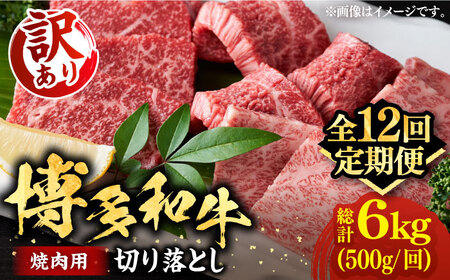 【全12回定期便】【訳あり】博多和牛 焼肉 切り落とし 500g《豊前市》【MEAT PLUS】肉 お肉 牛肉 [VBB078]