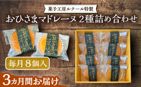【全3回定期便】おひさまマドレーヌ8個詰め合わせ（プレーン・三毛門かぼちゃ各4）《豊前市》【菓子工房ルクール】 お菓子 菓子 詰め合わせ 洋菓子 マドレーヌ [VBI027]
