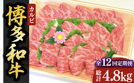 【全12回定期便】【化粧箱入】博多和牛A5～A4 カルビ400g 焼肉 たれ付《豊前市》【株式会社マル五】 [VCL110]