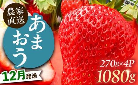 【12月発送】農家直送 あまおう 1080g (270g以上 × 4パック) 土耕栽培《豊前市》【山口農園】果物 いちご [VDE009]