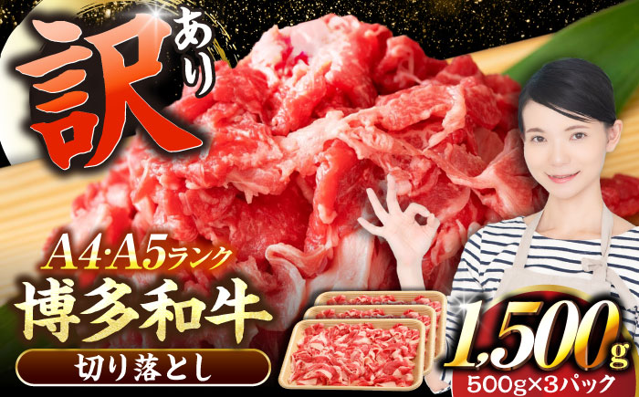 【訳あり】【A4～A5ランク】博多和牛 切り落とし 1.5kg（500g×3個）《豊前市》【株式会社木村食品】国産 黒毛和牛 牛丼 肉じゃが [VDZ004]