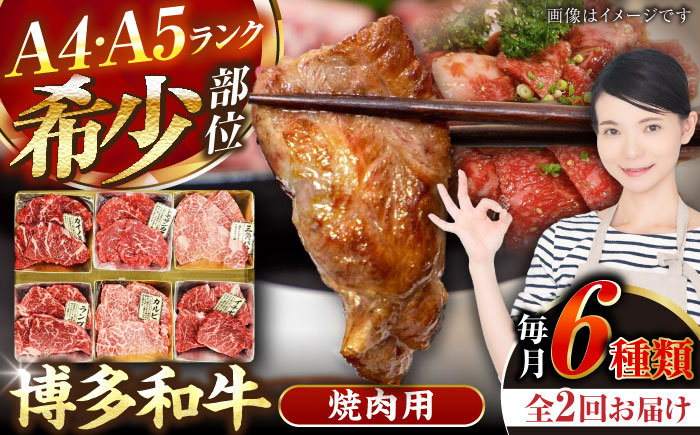 【全2回定期便】【A4～A5ランク】博多和牛 希少部位 おまかせ 6種セット 420g(70g×6種) 《豊前市》【株式会社木村食品】 ステーキ 牛肉 国産 [VDZ052]