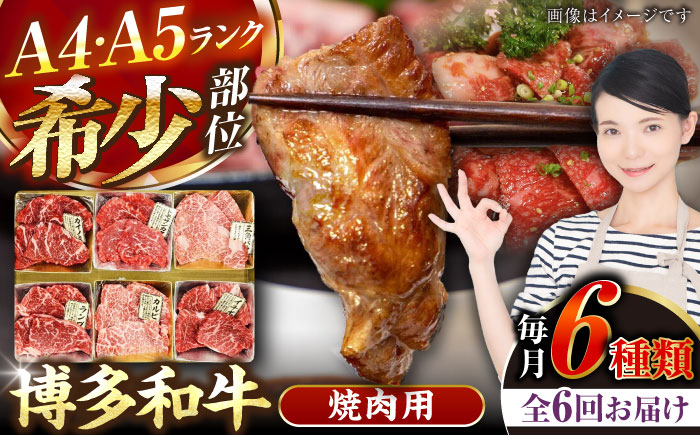 【全6回定期便】【A4～A5ランク】博多和牛 希少部位 おまかせ 6種セット 420g(70g×6種) 《豊前市》【株式会社木村食品】 ステーキ 牛肉 国産 [VDZ054]