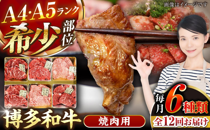 【全12回定期便】【A4～A5ランク】博多和牛 希少部位 おまかせ 6種セット 420g(70g×6種) 《豊前市》【株式会社木村食品】 ステーキ 牛肉 国産 [VDZ055]