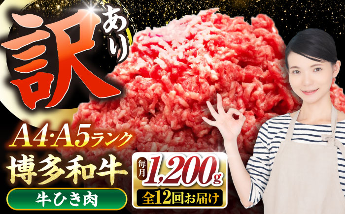 【全12回定期便】【訳あり】 博多和牛 100％ ミンチ (挽肉) 1.2kg（300g×4個） 《豊前市》【株式会社木村食品】 ひき肉 牛肉 ハンバーグ [VDZ099]