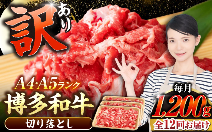 【全12回定期便】【訳あり】【A4～A5ランク】博多和牛  切り落とし 1.2kg（400g×３個） 《豊前市》【株式会社木村食品】 国産 カレー 肉じゃが [VDZ123]