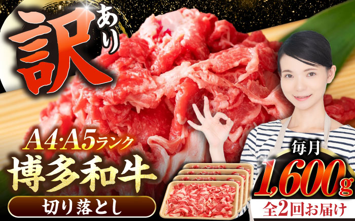 【全2回定期便】【訳あり】【A4～A5ランク】博多和牛  切り落とし1.6kg（400g×４個） 《豊前市》【株式会社木村食品】 国産 カレー 肉じゃが [VDZ128]