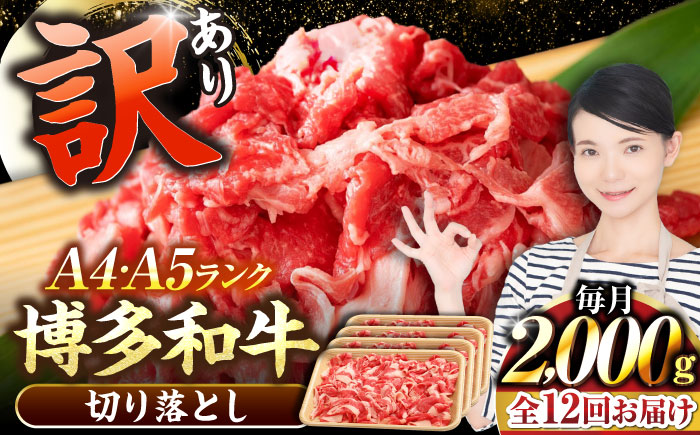 【全12回定期便】【訳あり】【A4～A5ランク】博多和牛  切り落とし 2.0kg（500g×４個） 《豊前市》【株式会社木村食品】 国産 カレー 肉じゃが [VDZ151]