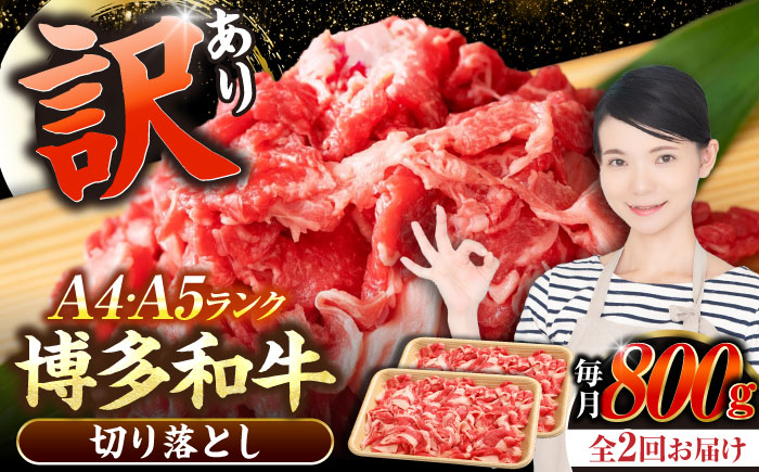 【全2回定期便】【訳あり】【A4～A5ランク】博多和牛  切り落とし 800g（400g×2個）《豊前市》【株式会社木村食品】 国産 カレー 肉じゃが [VDZ152]