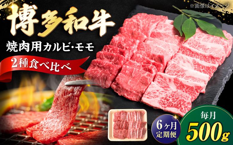 【全6回定期便】博多和牛 牛肉 焼肉 バラ モモ 500g 《豊前市》【肉のくまもと屋】 [VFD062]