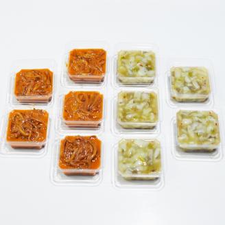 たこわさ100g×5個・いか塩辛100g×5個　中間老舗辻鮮魚店 3代目店主 マサルおやじの魚屋珍味【001-0021】