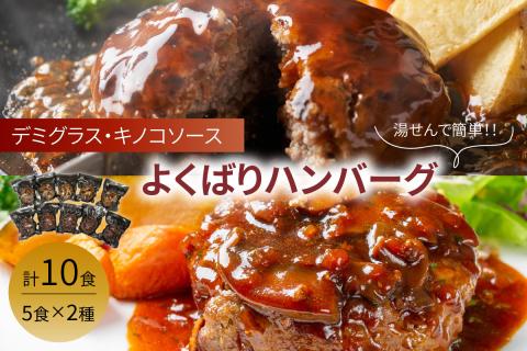 よくばりハンバーグ140g(デミグラス5食+キノコソース5食)【001-0106】