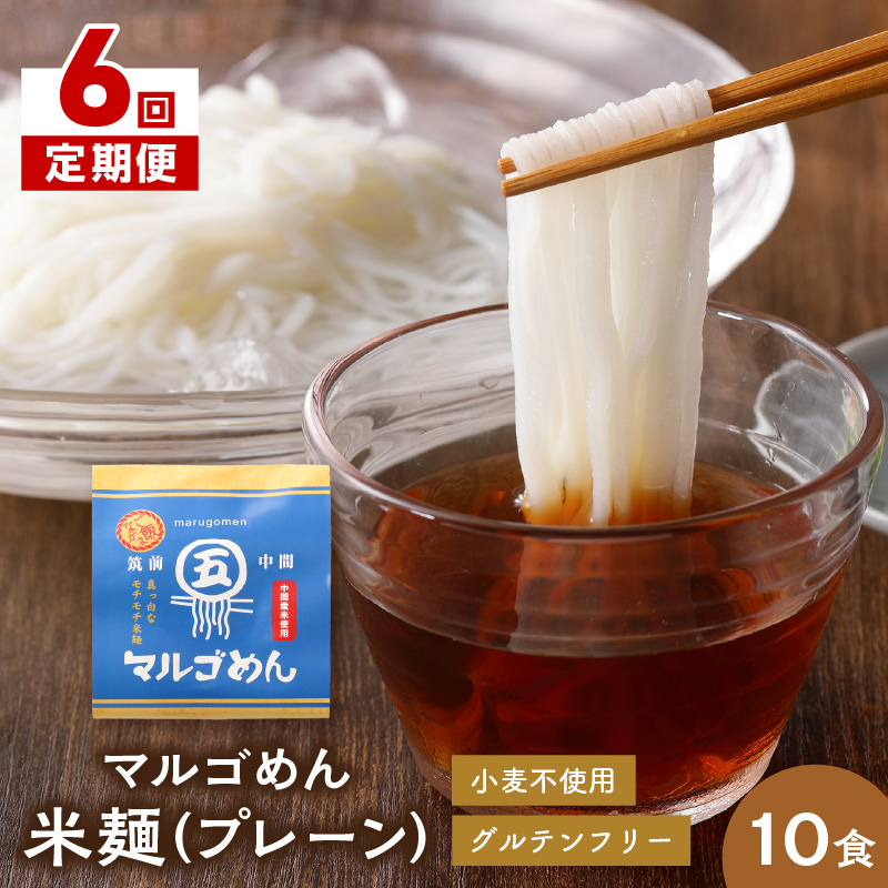 【6回定期便】マルゴめん中間産米麺(プレーン)10食【001-0339】