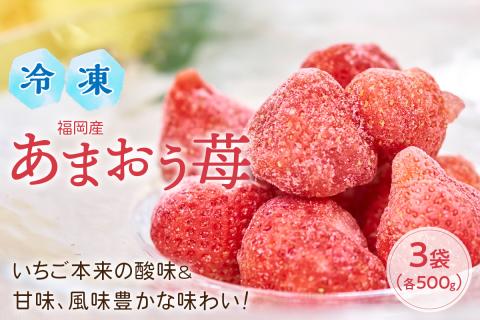 いちご本来の酸味&甘味、風味豊かな味わい!福岡産あまおう苺(冷凍)500g×3袋【011-0039】