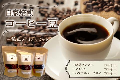 三種の自家焙煎コーヒー豆　飲み比べセット カフェドバルビゾン【016-0009】