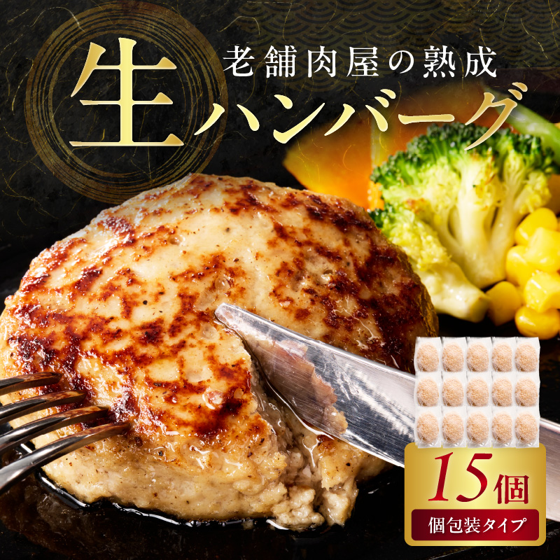 博多和牛手ごね生ハンバーグ 15個【019-0021】