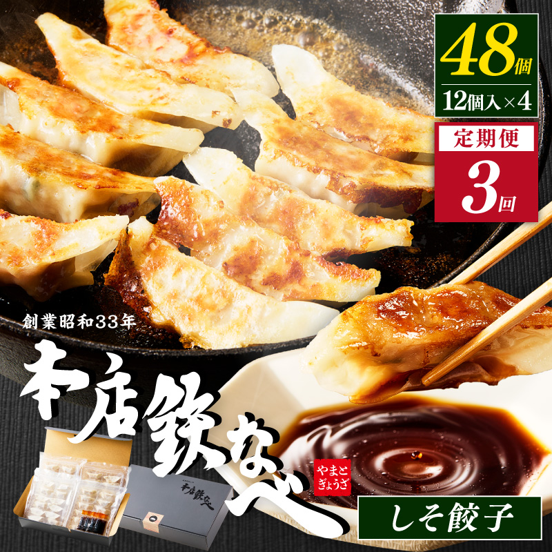 【3回定期便】本店鉄なべ冷凍しそぎょうざ48個入り【040-0009】