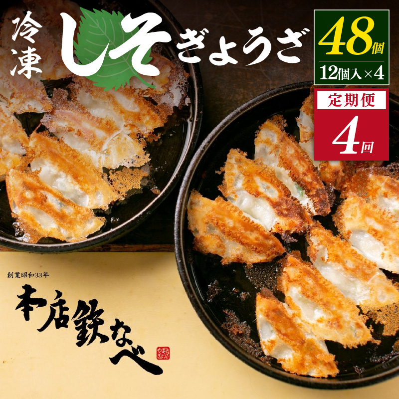 【4回定期便】本店鉄なべ冷凍しそぎょうざ48個入り【040-0010】
