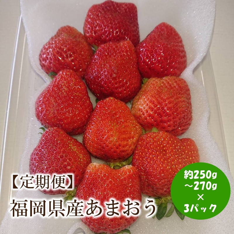【2026年先行予約】【3回定期便】福岡県産あまおう約250-270gx3パックｘ3回【044-0066】