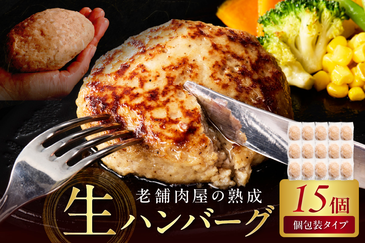 博多和牛手ごね生ハンバーグ 15個【019-0021】