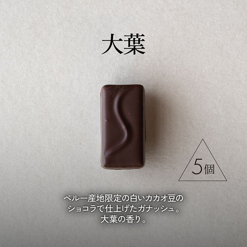 ボンボンショコラ5個(大葉)&フェーブ80g（コイン状チョコレート）／NICOchocolaterie チョコレート チョコレート専門店 ボンボンショコラ スイーツ お菓子 贈答用 ギフト お取り寄せ 福岡県 小郡市