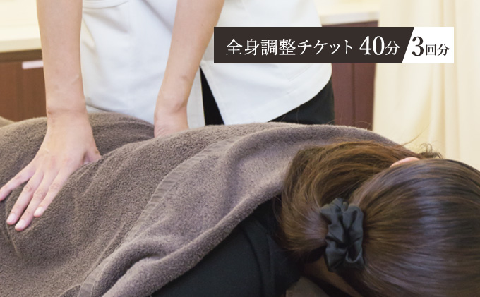 チケット 全身調整 40分 3回分 整体 骨盤 矯正