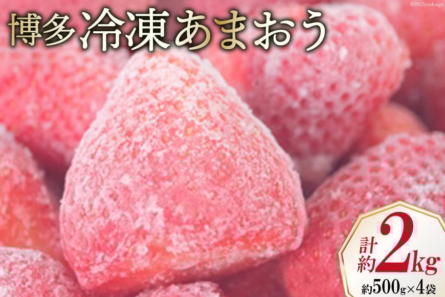 いちご 博多 冷凍あまおう 約500g×4袋 計約2kg [エイチアンドフューチャーズ 福岡県 筑紫野市 21760521] 果物 フルーツ 苺 イチゴ あまおう 冷凍いちご 冷凍苺 果実