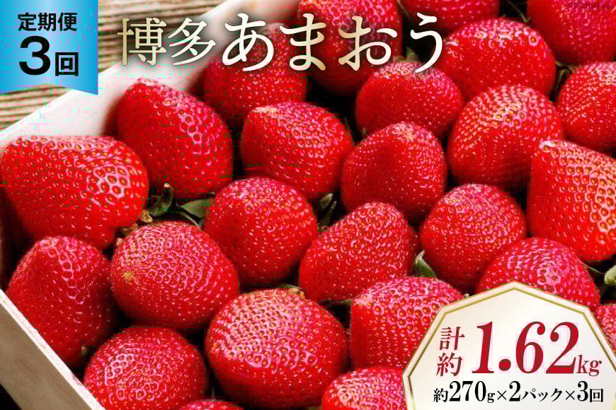 【先行受付】 【3回 定期便 】 いちご 博多 あまおう 約270g×2パック×3回 総計約1.62kg [エイチアンドフューチャーズ 福岡県 筑紫野市 21760526] 果物 フルーツ 苺 農家直