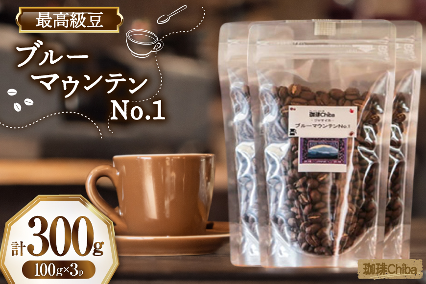 コーヒー豆 ブルーマウンテン 100g 3パック 計 300g [珈琲Chiba 福岡県 筑紫野市 21761418] コーヒー 珈琲 豆 珈琲豆 セット ブルーマウンテンNo.1 ブルマン 300g 豆のまま おいしい coffee bean beans メール便 メール便対応 チケット