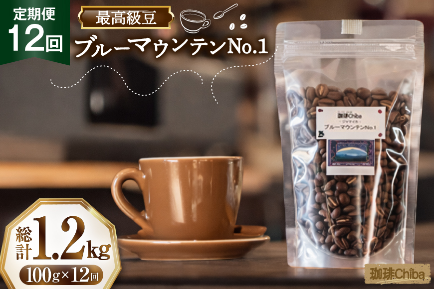 【12回定期便】 コーヒー豆 ブルーマウンテン 100g [珈琲Chiba 福岡県 筑紫野市 21761426] コーヒー 珈琲 豆 珈琲豆 セット ブルーマウンテンNo.1 ブルマン 豆のまま おいしい coffee bean beans 定期 定期便 12ヶ月 12回