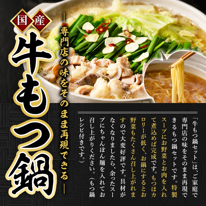 国産牛もつ鍋(3～4人前)・辛子明太子(250g)セット  モツ鍋 もつ鍋セット 牛モツ 牛肉 ホルモン 明太子 めんたいこ ちゃんぽん チャンポン お取り寄せ＜離島配送不可＞【ksg0022】【樽味屋】