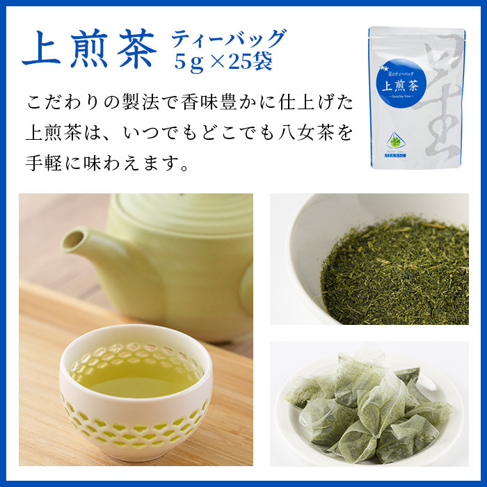 福岡県産八女煎茶とティーバッグ(上煎茶・ほうじ茶)詰め合わせ(計605g) お茶 緑茶 八女茶 小分け 常温 常温保存【ksg0215】【お茶の星陽園】