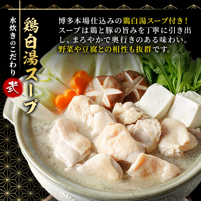 ＜訳あり・麺 薬味なし＞博多水炊きセット 10人前(2人前×5セット) 水炊き 鶏肉 鳥肉 とりにく 鍋 スープ 【ksg1810】【MEATPLUS】