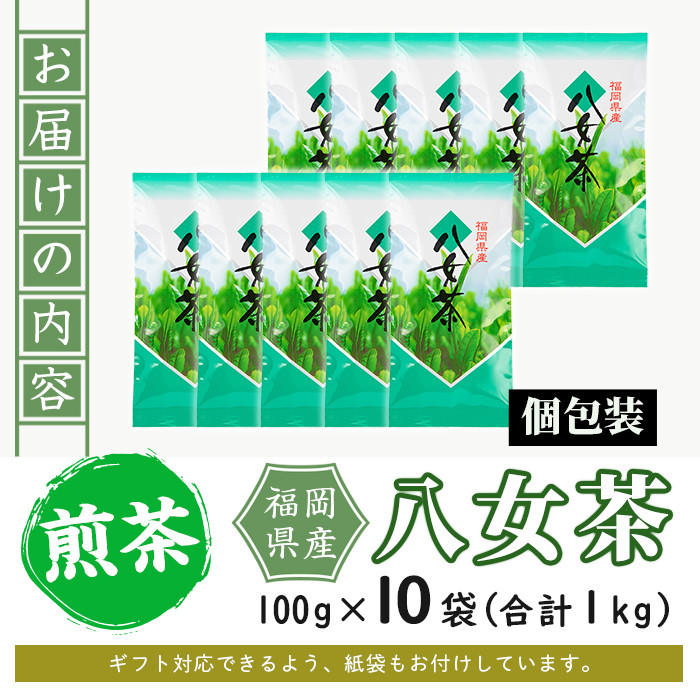 八女茶(計1kg・100g×10袋) お茶 緑茶 煎茶 茶葉 小分け 常温 常温保存【ksg0012】【お茶の星陽園】