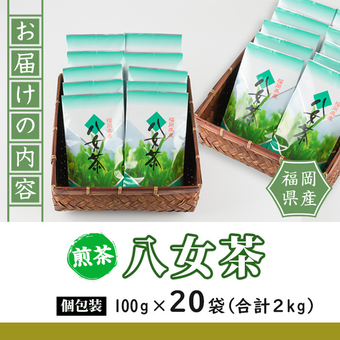 八女茶(計2kg・100g×20袋)お茶 緑茶 煎茶 茶葉 小分け 常温 常温保存【ksg0016】【お茶の星陽園】