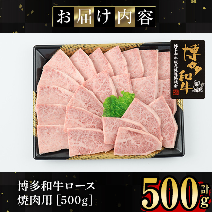 博多和牛ロース焼肉用(500g)牛肉 国産 福岡県産 ヤキニク 冷凍＜離島配送不可＞【ksg1210】【肉の筑前屋】