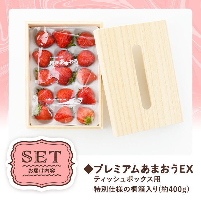 ＜先行予約受付中・数量限定＞2026年2月からお届け！プレミアムあまおうEX ティッシュボックス用特別仕様の桐箱入り(約400g) 苺 いちご イチゴ フルーツ 果物 くだもの 手作り スイーツ ギフト 贈答 ＜離島配送不可＞【ksg1251】【THE FARM_strawberry】