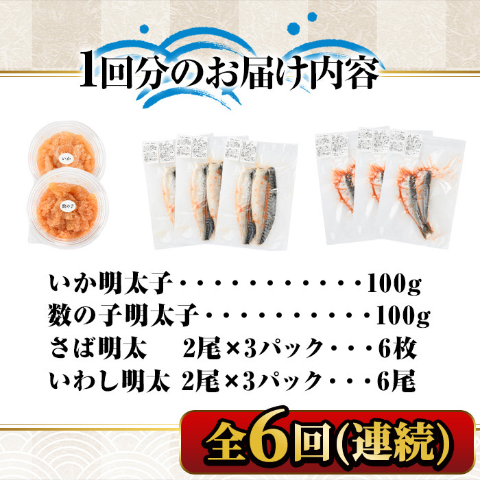 【ksg1356】＜定期便・全6回(連続)＞明太づくしセット(4種) ＜離島配送不可＞【マル五】