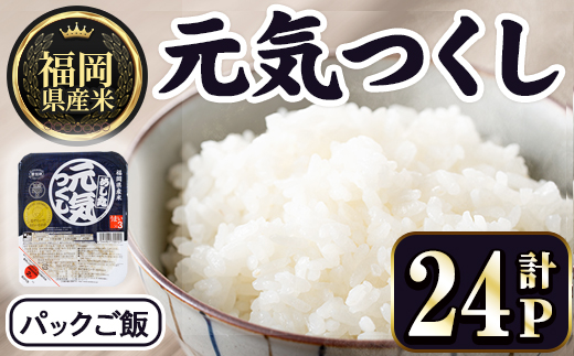 ＜数量限定＞福岡県産米 元気つくし パックご飯 (計24P)お米 おこめ 米 こめ コメ 白米 福岡県産 ブランド米 パック 災害 備蓄 小分け 酸味料無添加 常温 常温保存【ksg1748】【農産物直売所ほたるの里】