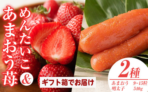 ＜先行予約受付中！2025年11月下旬～2026年3月末に順次発送予定＞あまおうギフト箱・ふくや味の明太子セット(あまおう9-15粒＋明太子540g)いちご 苺 フルーツ 果物 ＜離島配送不可＞【ksg0075】【南国フルーツ】