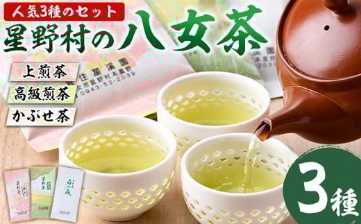 ＜2025年産＞星野村の八女茶 飲み比べ3本セット(各80g・計240g) お茶 緑茶 煎茶 かぶせ茶 常温 常温保存【ksg0401】【朝ごはん本舗】
