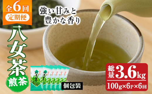 ＜定期便・全6回(連続)＞八女茶セット(総量3.6kg・約600g×6回)緑茶 煎茶 茶葉 小分け 常温 常温保存【ksg0634】【お茶の星陽園】