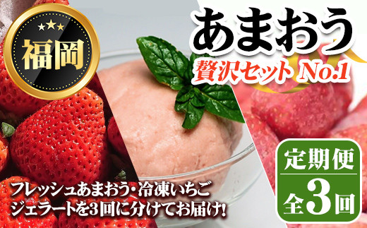《先行予約受付中・数量限定》＜定期便・全3回(3月・5月・7月)＞2026年3月からお届け！あまおう贅沢セット No.1(あまおう：計約500g・冷凍いちご：1.5kg　ジェラート2種：計1L) 苺 定期便 ＜離島配送不可＞【ksg1256】【THE FARM_strawberry】