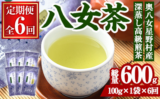 ＜定期便・全6回(連続)＞奥八女星野村 深蒸し高級煎茶(総量600g・100g×1袋×6回) 八女茶 緑茶 せん茶 おちゃ お茶 やめ 深蒸し茶  常温 常温保存【ksg1346】【おどろきっちん】
