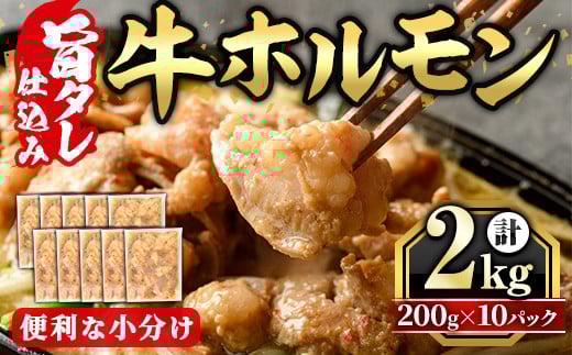 旨タレ仕込み牛ホルモン(200g×10パック・計2kg) 牛肉 牛 ホルモン 牛ホルモン もつ モツ 味付 おかず 味付けホルモン 小分け 個包装 ＜離島配送不可＞【ksg1642】【マルコ食品】