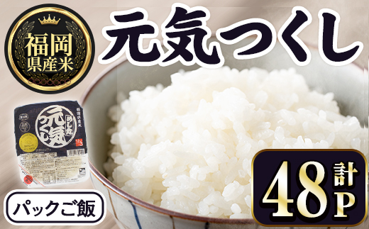＜数量限定＞福岡県産米 元気つくし パックご飯 (計48P)お米 おこめ 米 こめ コメ 白米 福岡県産 ブランド米 パック 災害 備蓄 小分け 酸味料無添加 常温 常温保存【ksg1749】【農産物直売所ほたるの里】